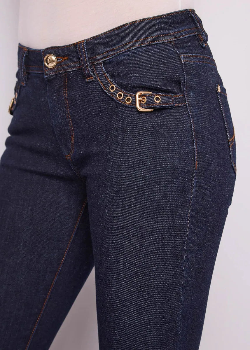 jeans bootcut in cotone elasticizzato gaudì, blu, foto 3 di 4