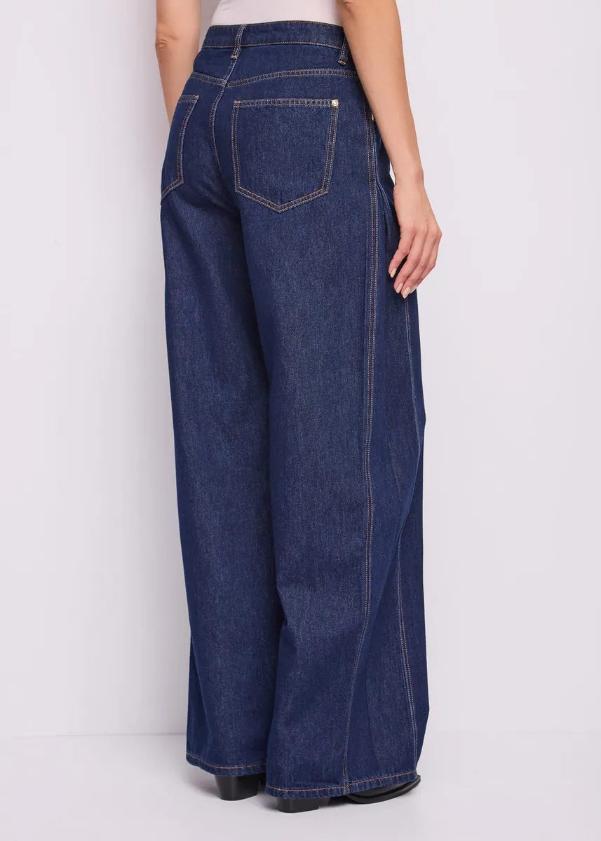 jeans wide leg con foulard gaudì, blu, foto 2 di 4