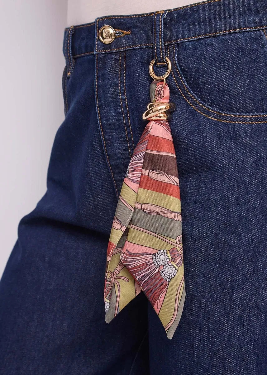 jeans wide leg con foulard gaudì, blu, foto 3 di 4