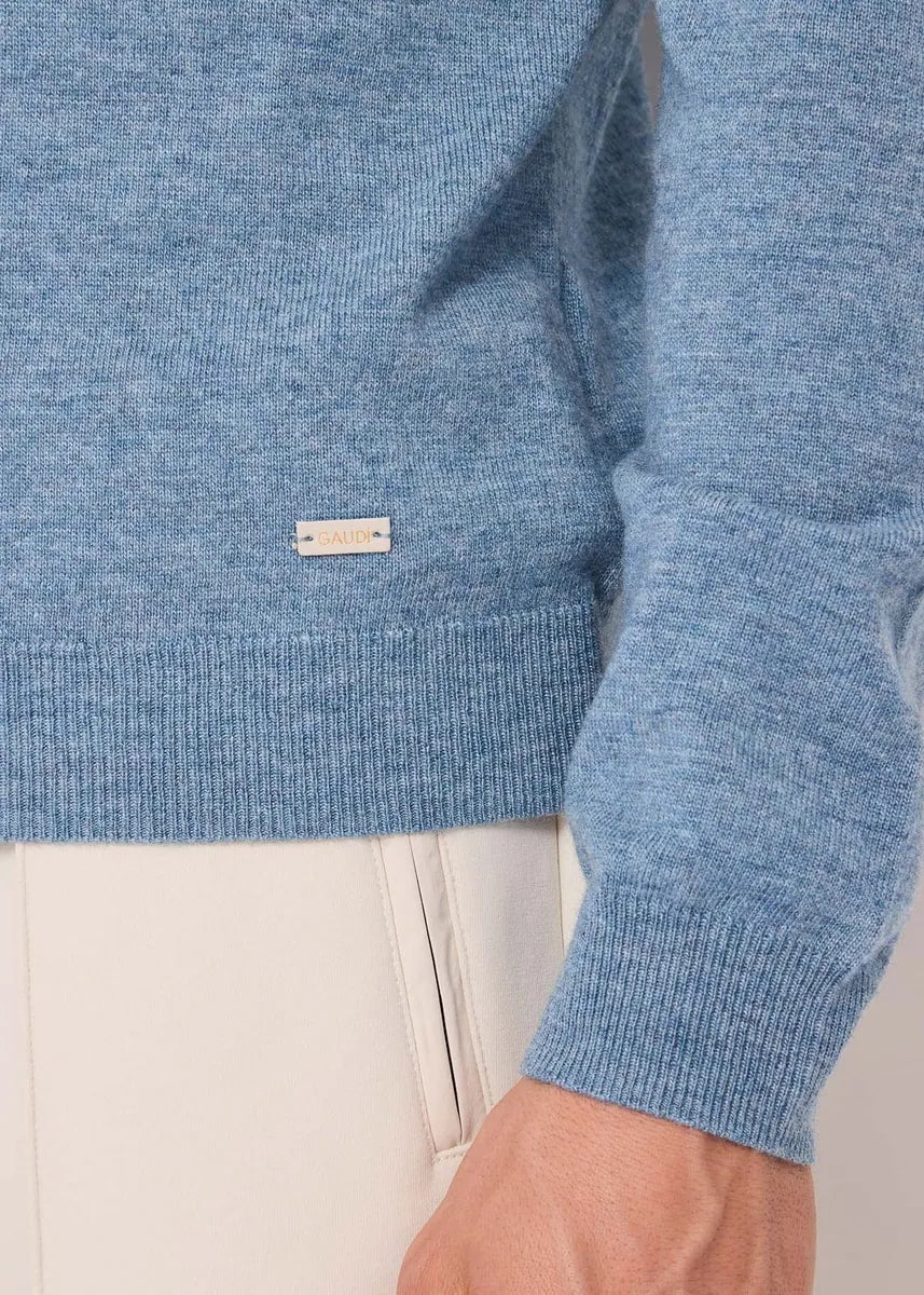 maglia girocollo in lana e cashmere gaudì, azzurro, foto 3 di 3