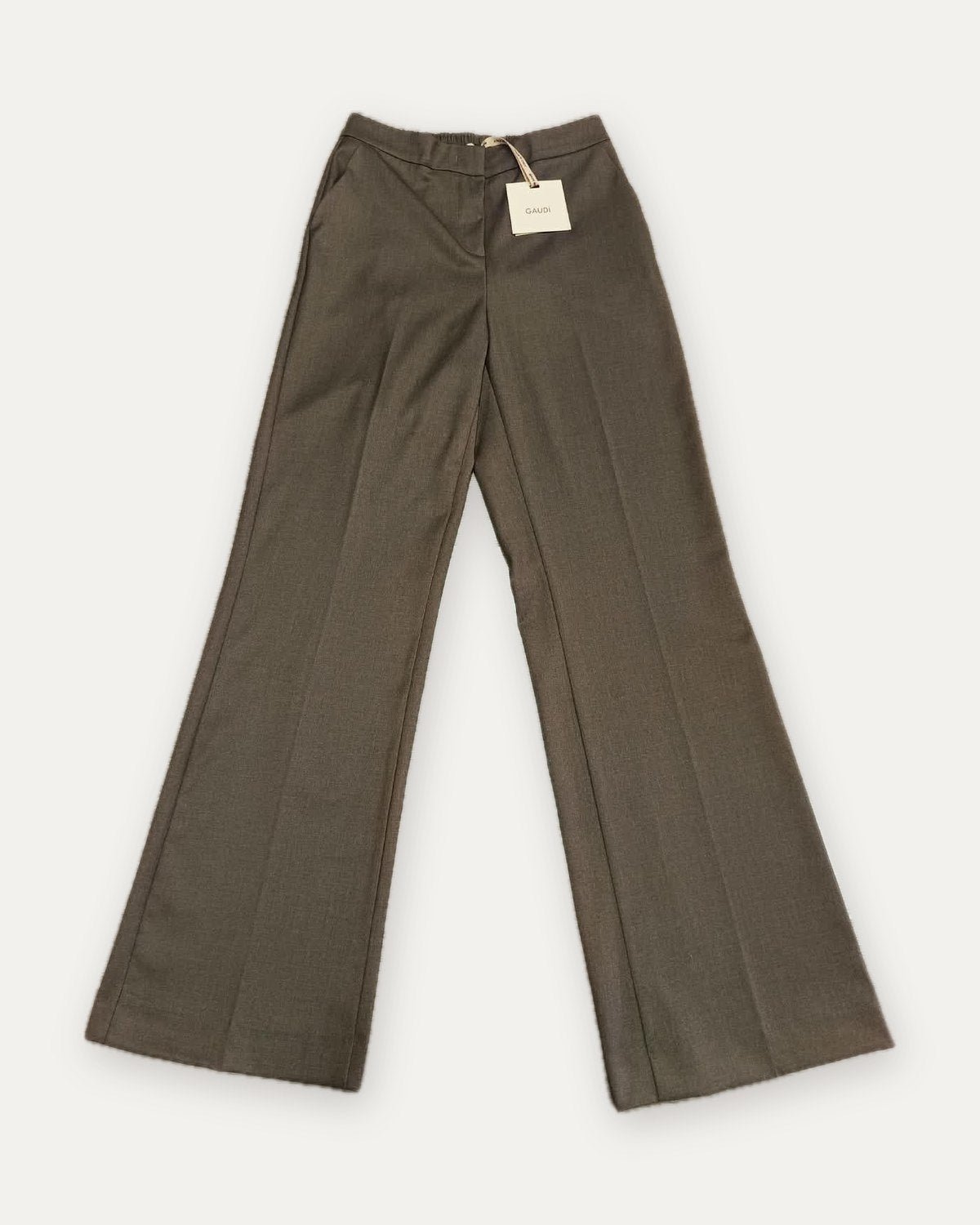 pantalone a gamba ampia con piega gaudì, marrone