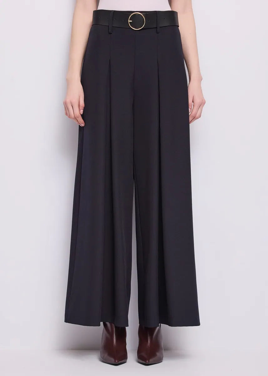 pantaloni a palazzo con cintura gaudì, blu, foto 2 di 4