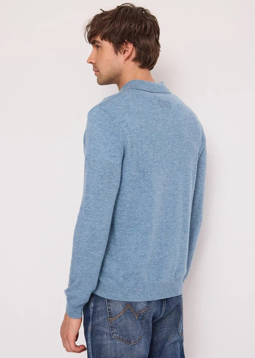 polo in maglia di lana e cashmere gaudì, azzurro, foto 2 di 4