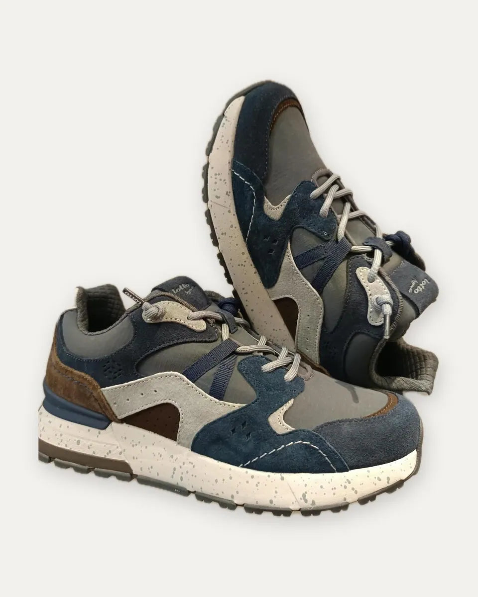 sneaker running in camoscio blu e grigio lotto leggenda, blu e grigio