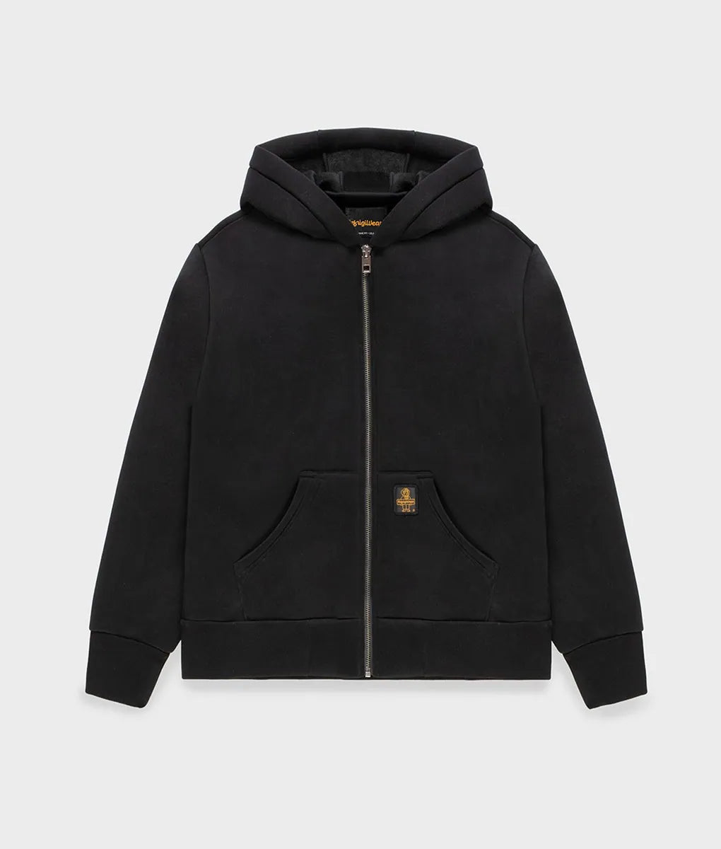 felpa con cappuccio e zip in scuba refrigiwear, nero, foto 1 di 4