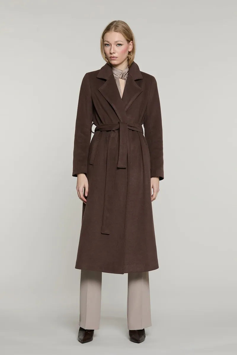 cappotto lungo con cintura e collo staccabile relish, marrone, foto 4 di 4