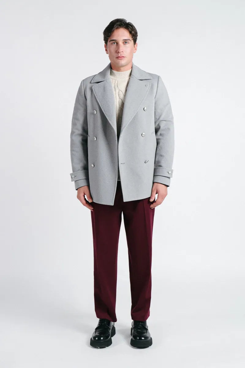 cappotto doppiopetto grigio chiaro sonny bono, grigio chiaro, foto 1 di 4