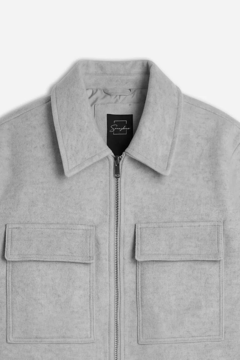 giubbotto dritto con collo a camicia e zip sonny bono, grigio, foto 2 di 4