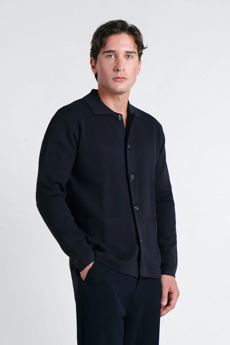 maglia overshirt in punto milano sonny bono, blu, foto 3 di 4