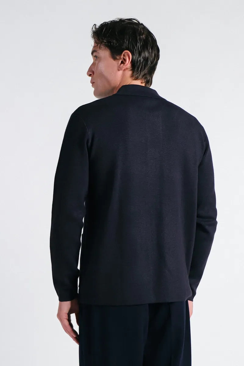 maglia overshirt in punto milano sonny bono, blu, foto 4 di 4