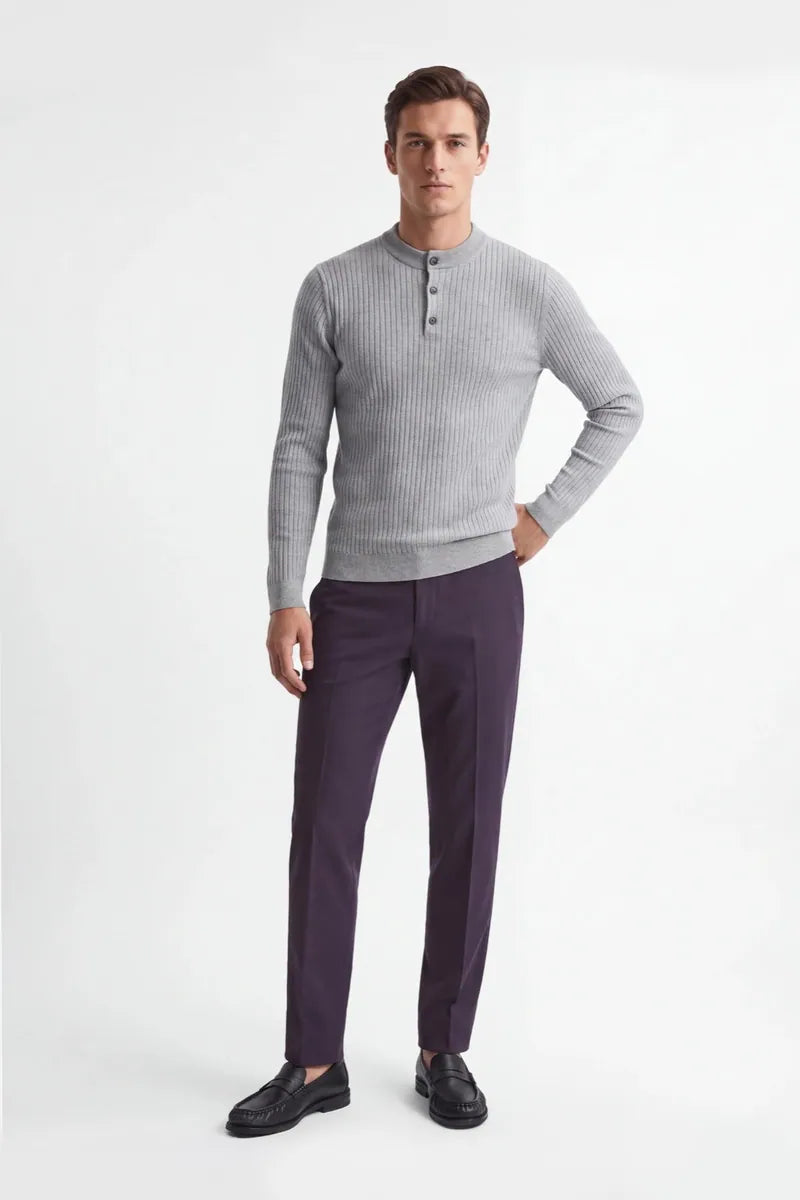 maglia serafino a coste sonny bono, grigio chiaro, foto 1 di 4