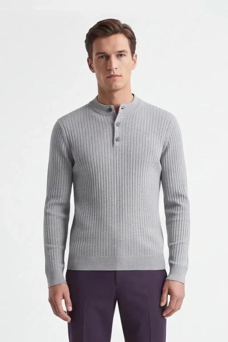 maglia serafino a coste sonny bono, grigio chiaro, foto 2 di 4