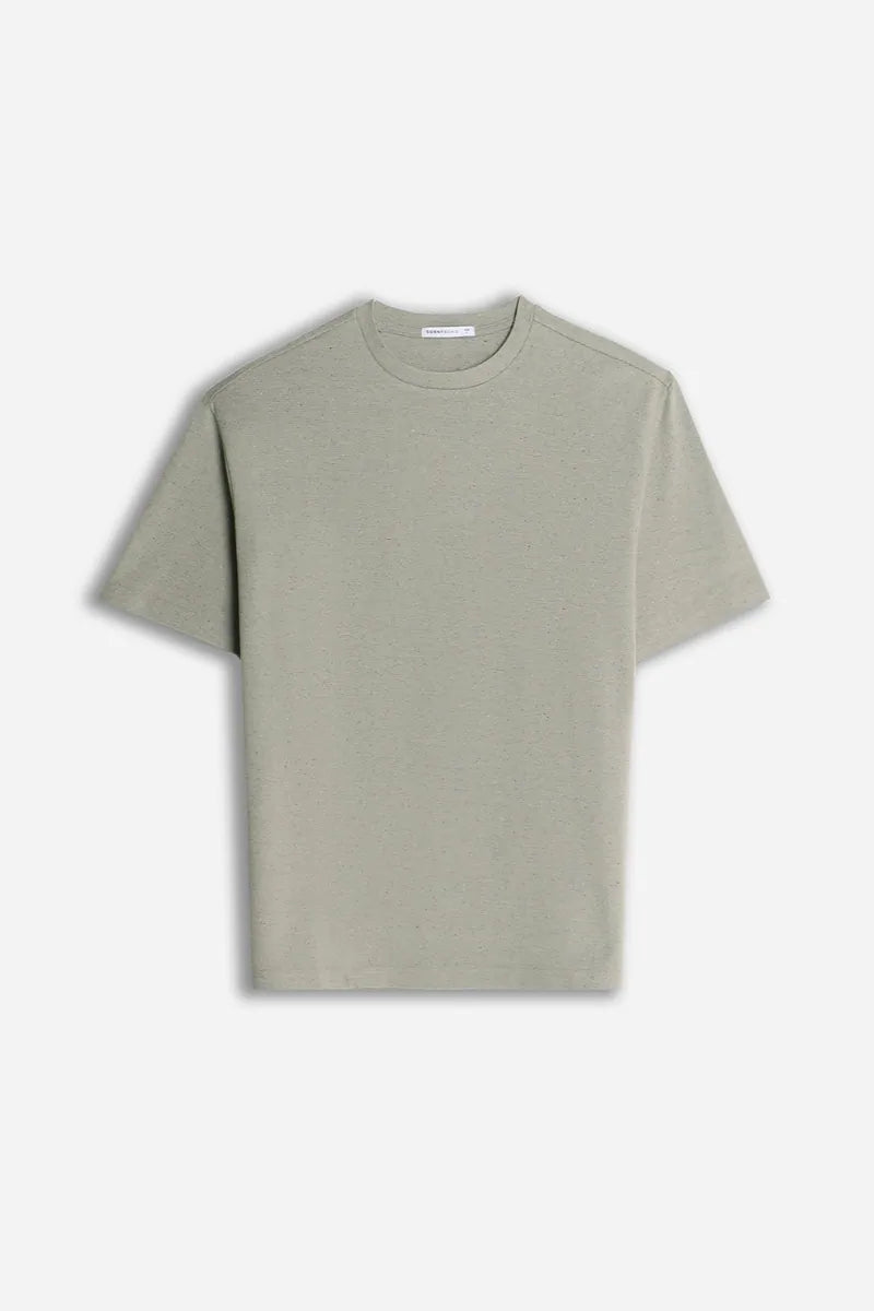 t-shirt girocollo in jersey effetto fiammato sonny bono, verde muschio, foto 1 di 3