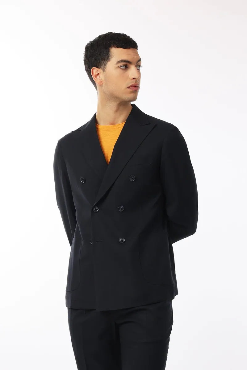 abito con giacca doppiopetto sorbino, blu navy, foto 3 di 4