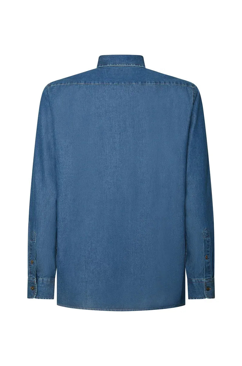 camicia comfort fit in denim sorbino, blu, foto 2 di 2