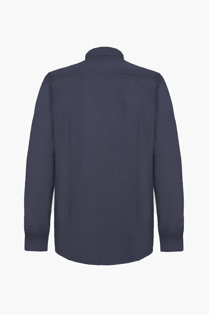 camicia comfort fit in cotone e sorona sorbino, blu navy, foto 2 di 2