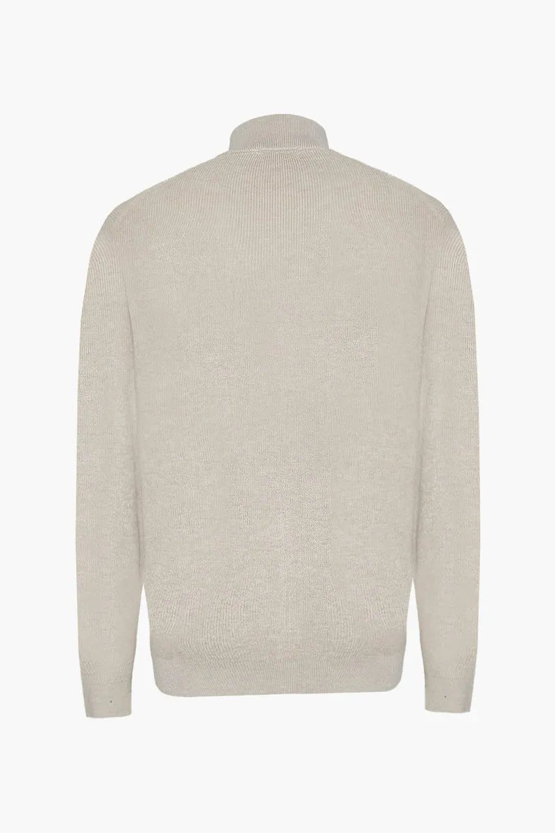 cardigan in maglia strutturata con zip intera sorbino, beige melange, foto 3 di 3