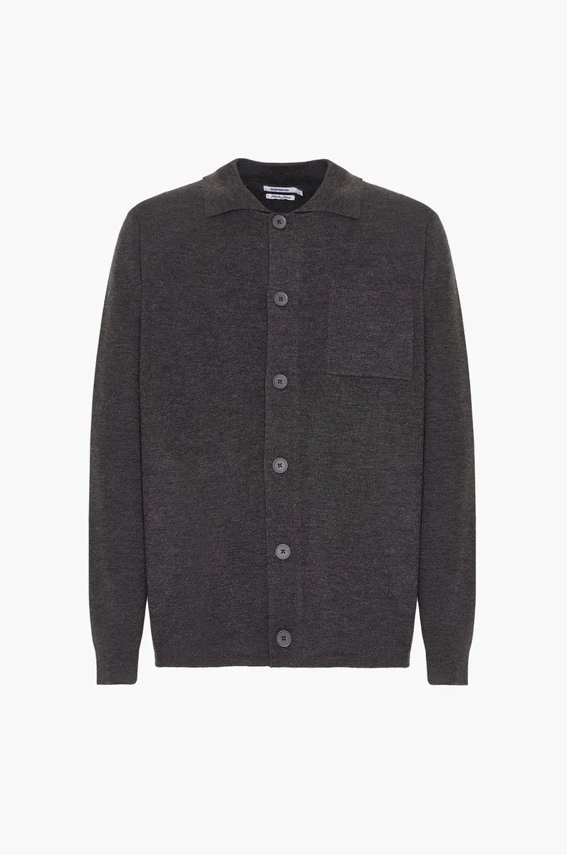 cardigan misto lana con collo a camicia sorbino, antracite, foto 1 di 3