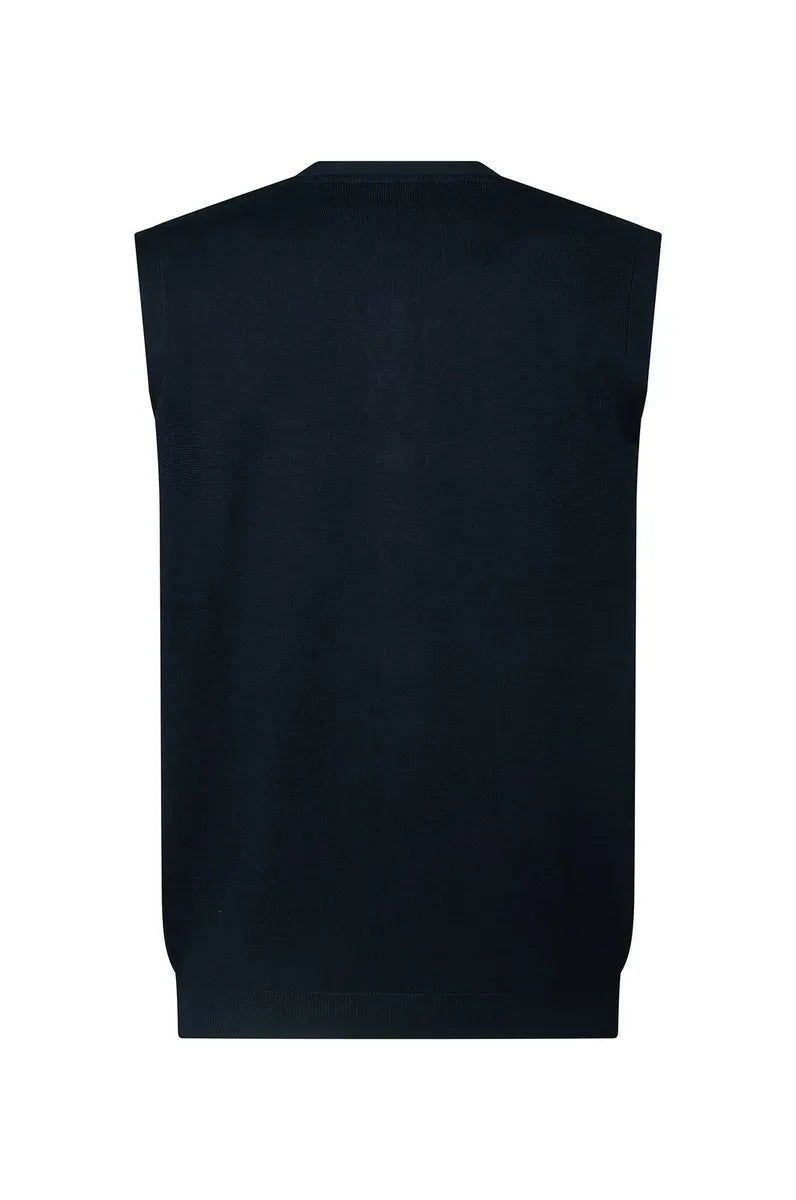 gilet in maglia con bottoni sorbino, blu navy, foto 2 di 2