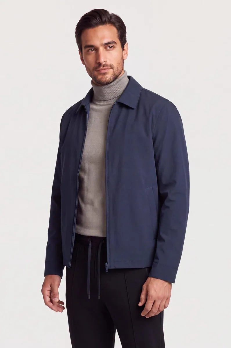 giubbotto imbottito con collo a camicia sorbino, blu navy, foto 2 di 3