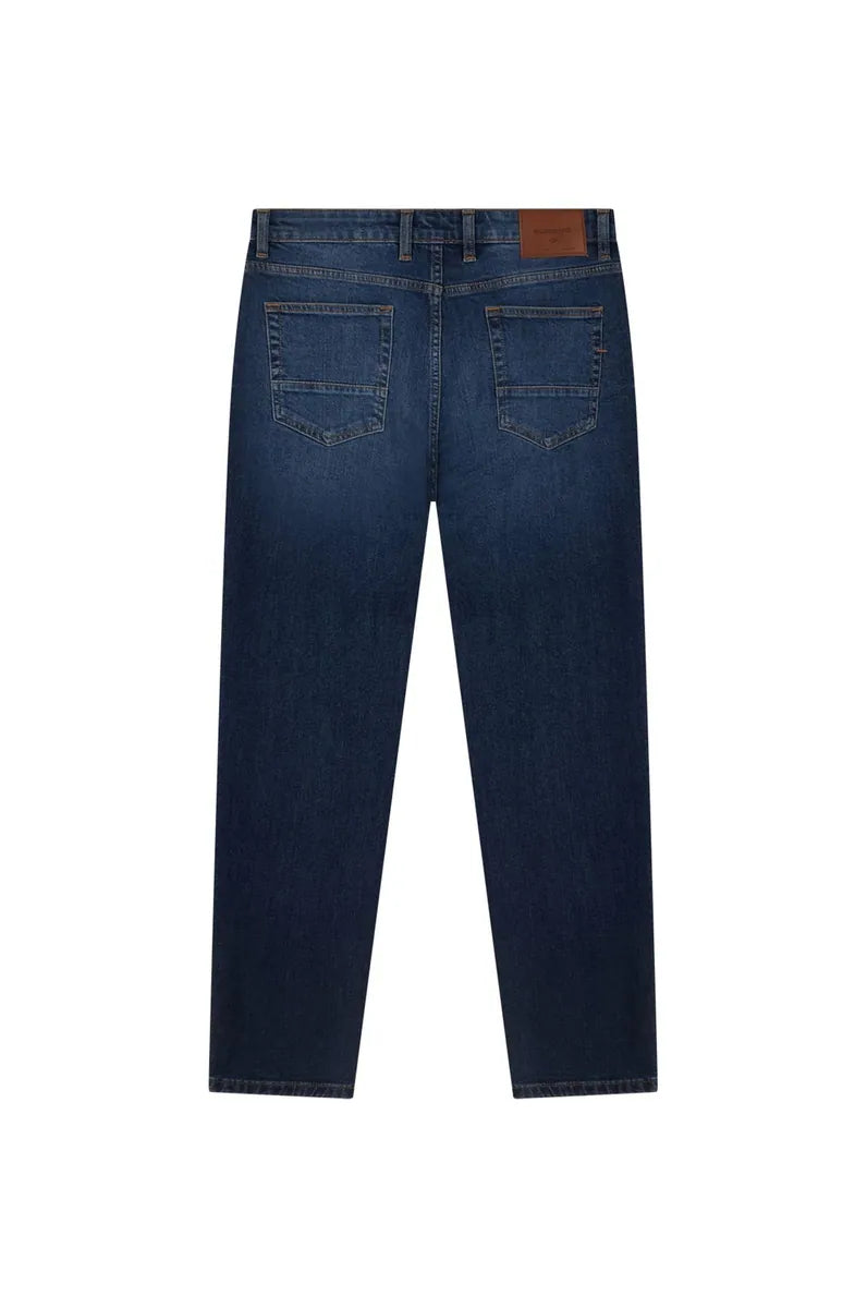 jeans 5 tasche regular fit lavaggio scuro sorbino, blu scuro, foto 2 di 2