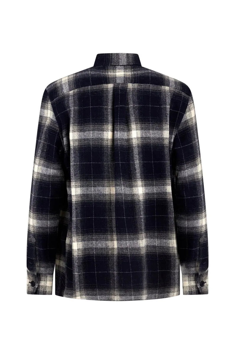 overshirt a quadri con doppia tasca sorbino, blu, foto 2 di 2