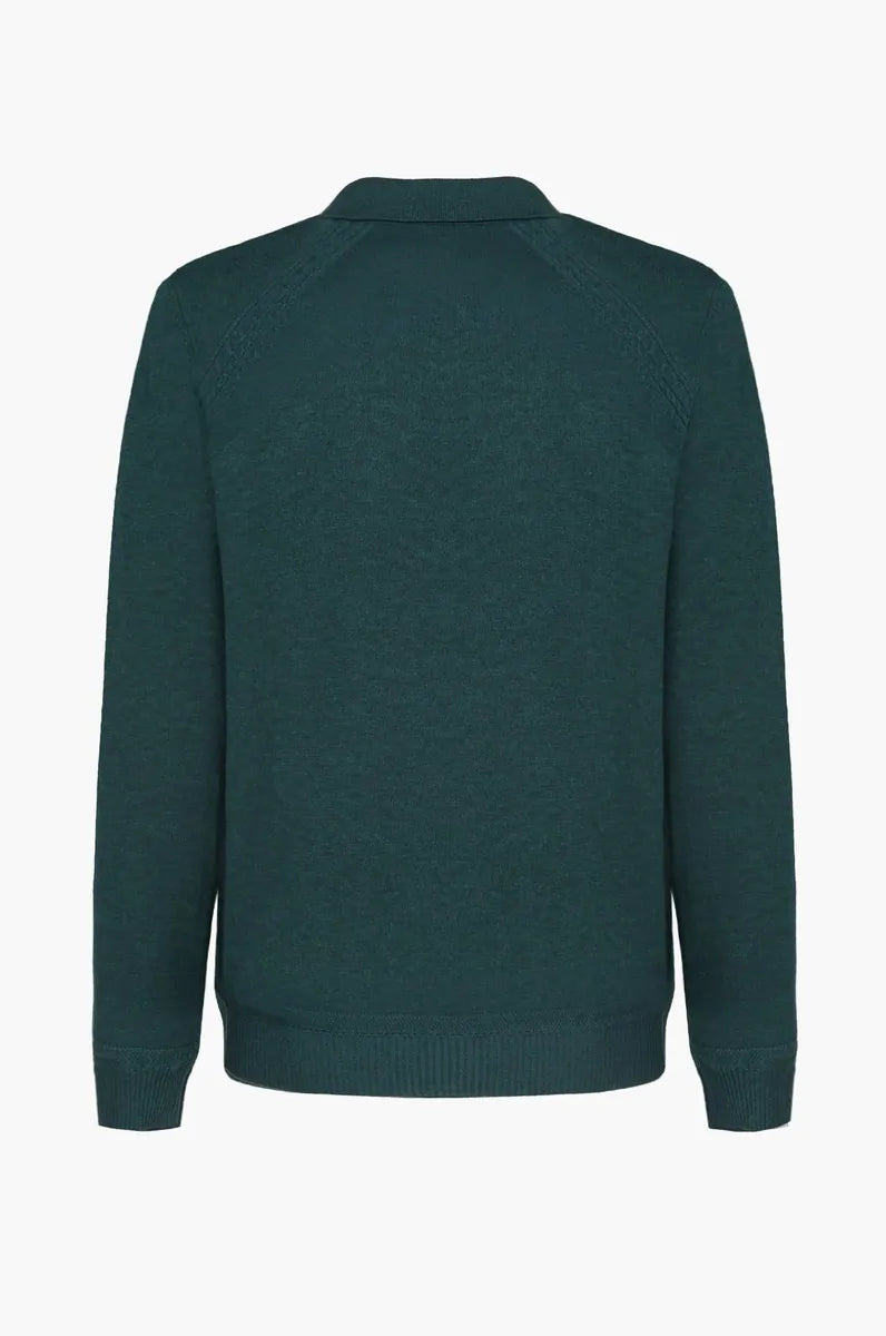 polo in maglia a manica lunga sorbino, foresta melange, foto 4 di 4