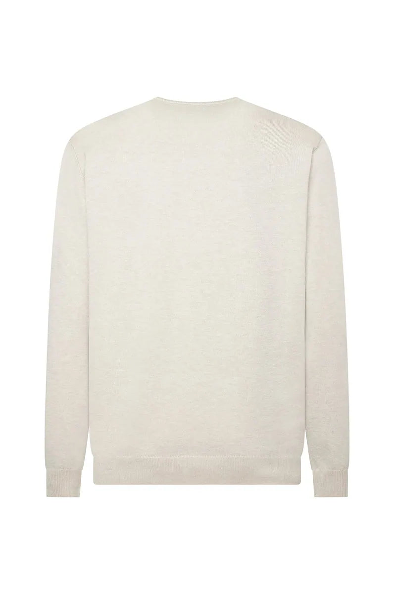 pullover girocollo basic sorbino, beige melange, foto 2 di 2