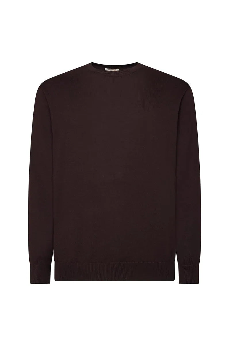 pullover girocollo in lana merinos sorbino, melanzana, foto 1 di 4