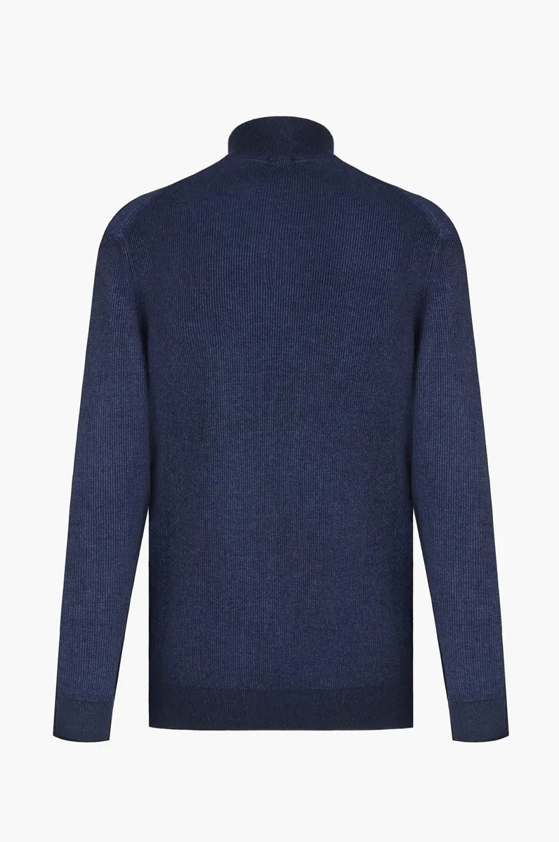 pullover lupetto con mezza zip sorbino, blu navy, foto 2 di 3