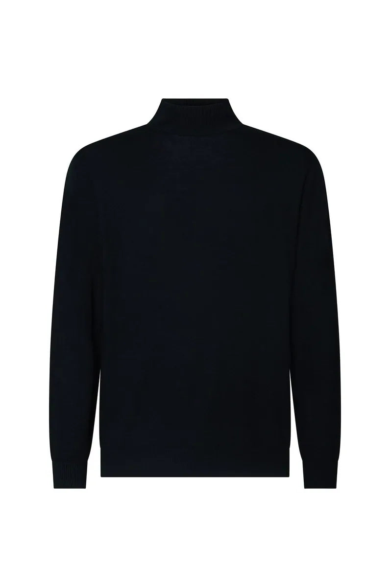 pullover lupetto in lana merinos sorbino, nero, foto 1 di 4