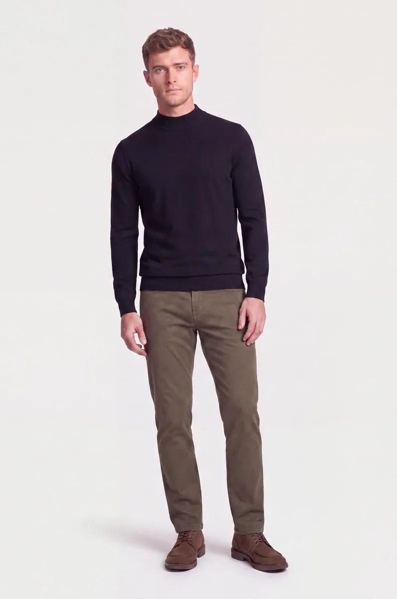 pullover lupetto in lana merinos sorbino, nero, foto 3 di 4