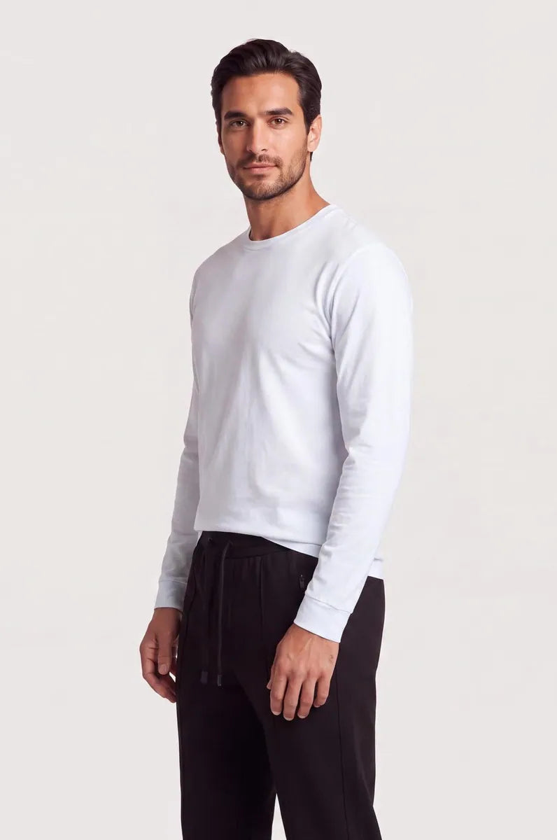 t-shirt girocollo a manica lunga sorbino, bianco, foto 3 di 4