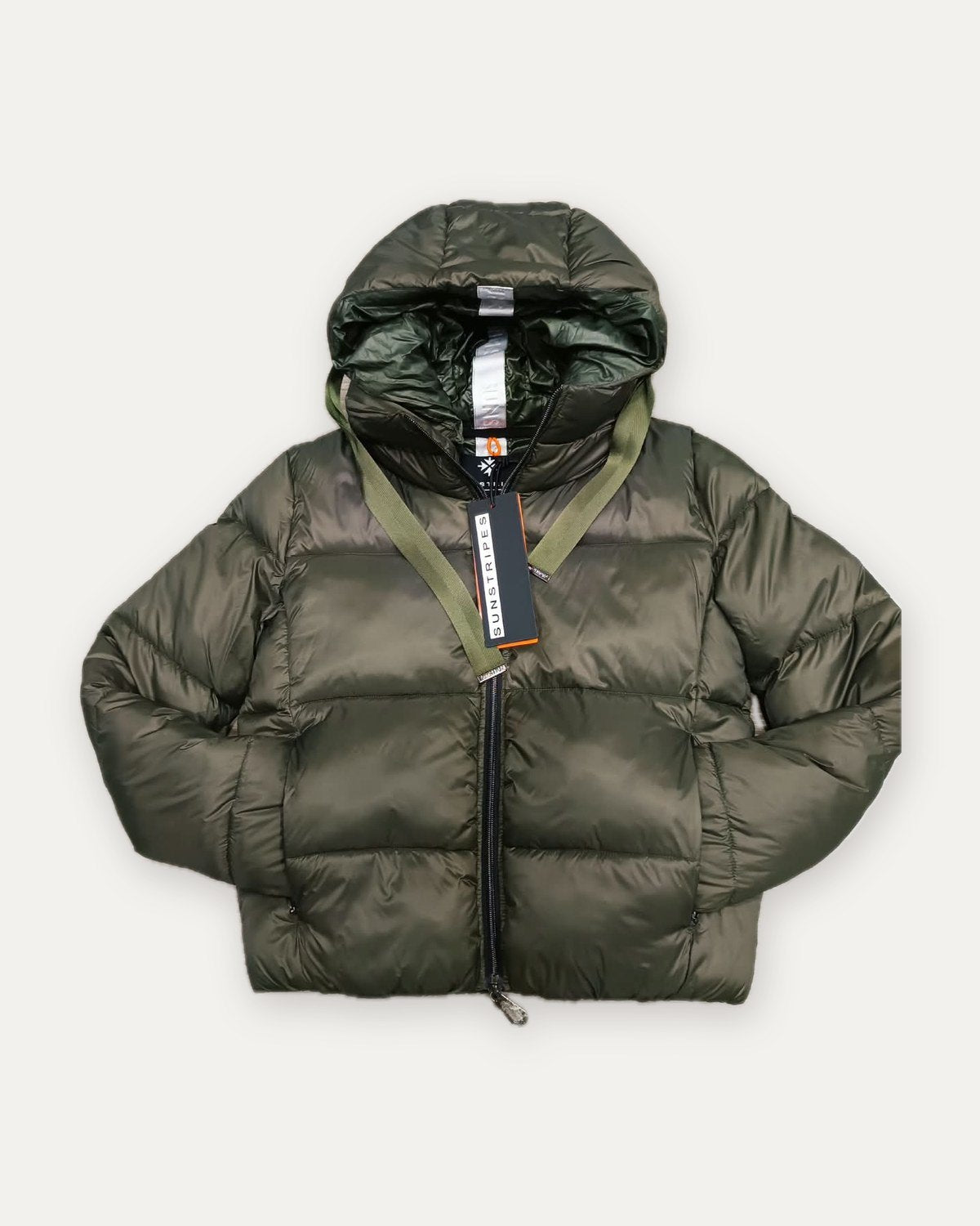 piumino corto con cappuccio sunstripes, verde