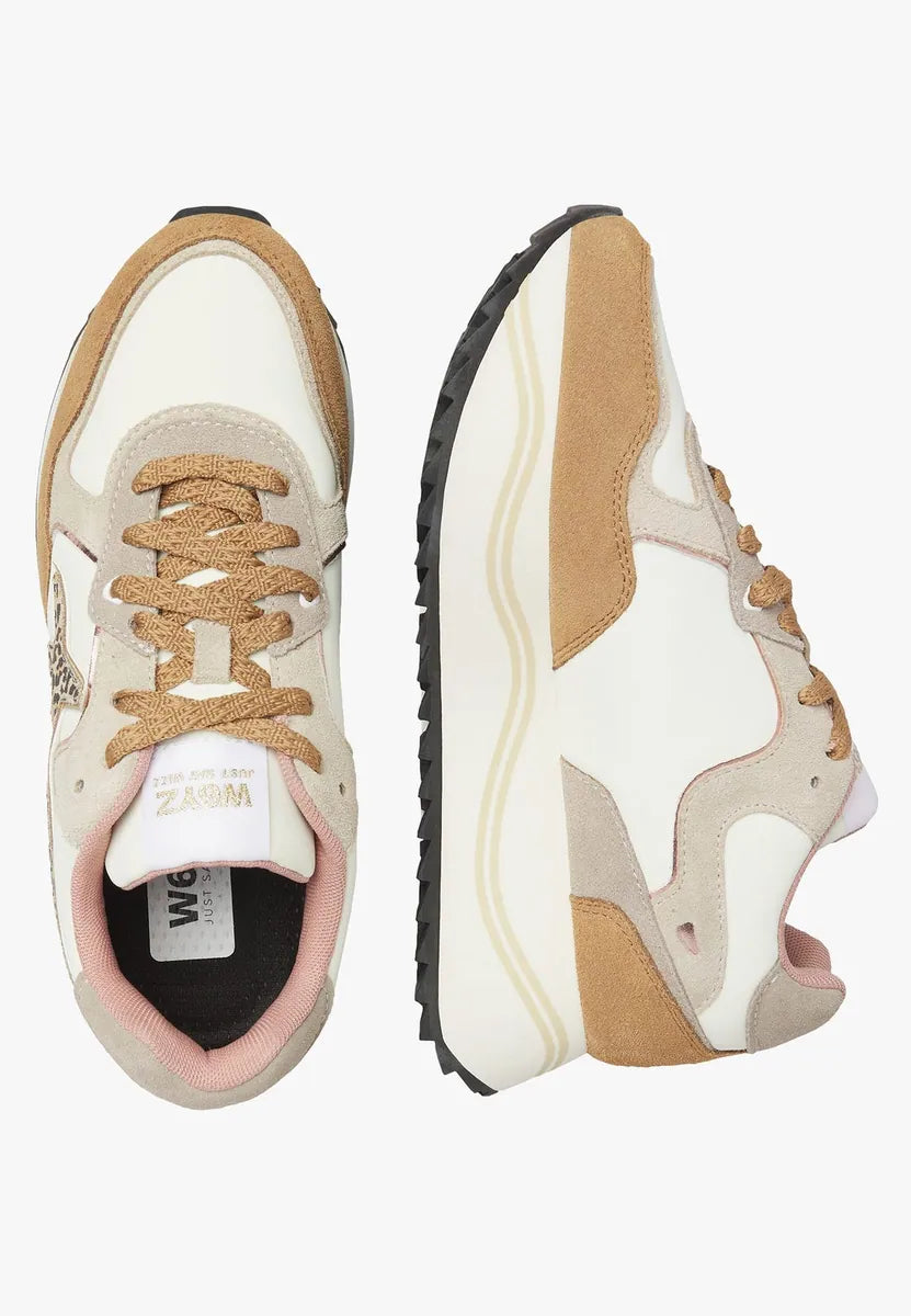 sneaker deva in camoscio e tessuto w6yz, marrone-bianco latte, foto 2 di 4