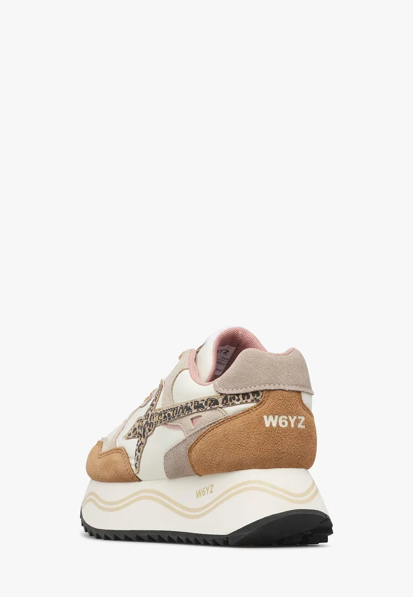 sneaker deva in camoscio e tessuto w6yz, marrone-bianco latte, foto 4 di 4